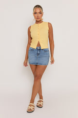 Mid Blue Acid Wash Denim Mini Skirt - Lainey