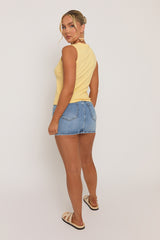 Mid Blue Acid Wash Denim Mini Skirt - Lainey