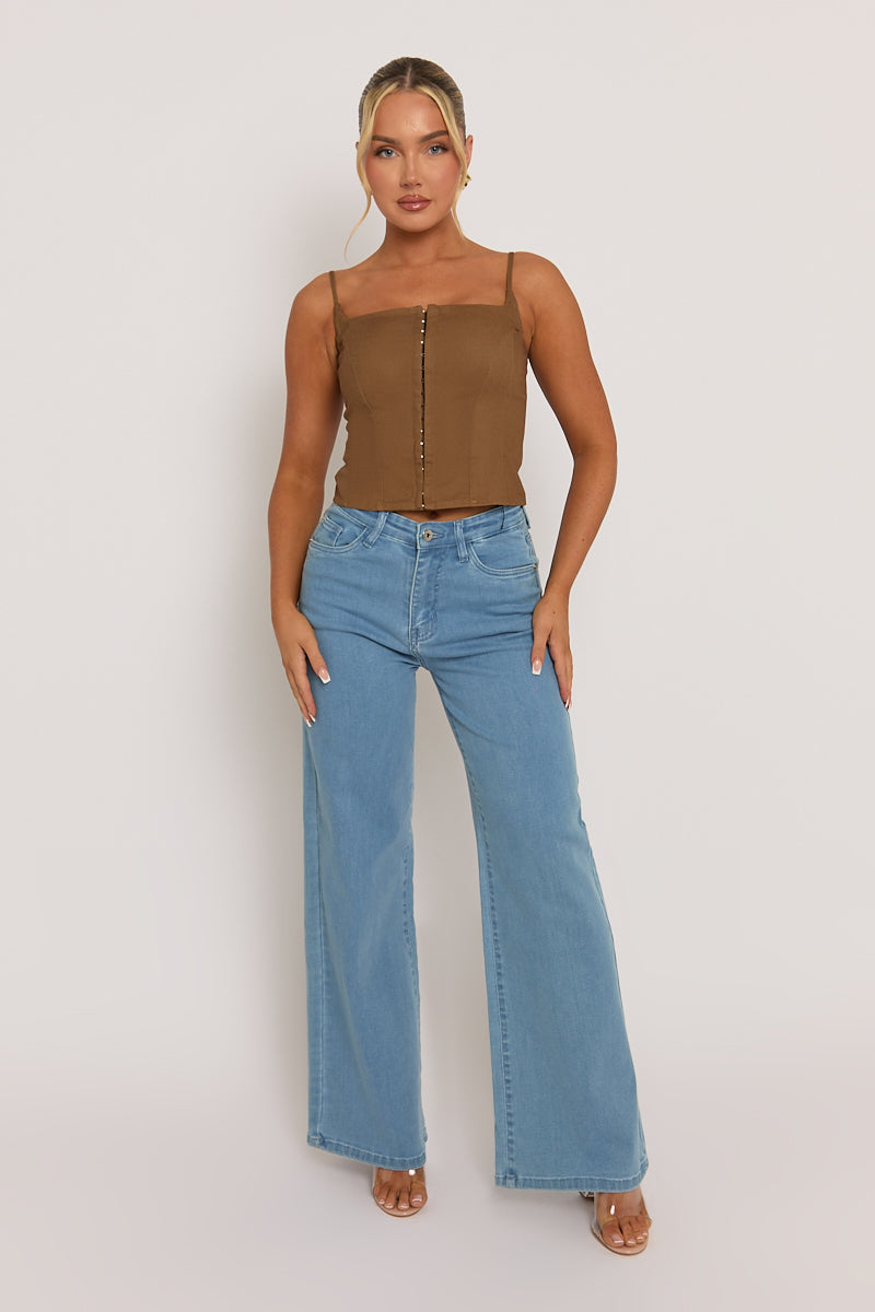 Brown Square Neck Corset Top - Elizabeth