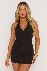 Black Waistcoat and Mini Skirt Co-ord - Kamila