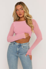 Pink Semi Sheer Mesh Top - Rosaleen