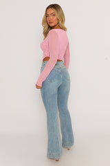 Pink Semi Sheer Mesh Top - Rosaleen