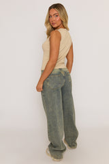 Beige Sleeve Button Up Rib Top - Nikolina