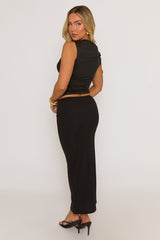 Black Ruched Side Off The Shoulder Top - Amalia