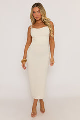 Ivory Cowl Draped Midaxi Slip Dress - Kamala