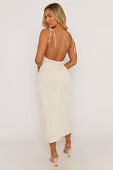 Ivory Cowl Draped Midaxi Slip Dress - Kamala