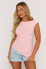 Pink Asymmetric Ruched Top - Chester