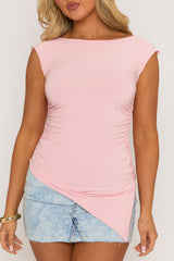 Pink Asymmetric Ruched Top - Chester