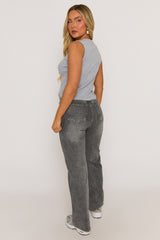 Grey Sleeveless Button Up Rib Top - Nikolina