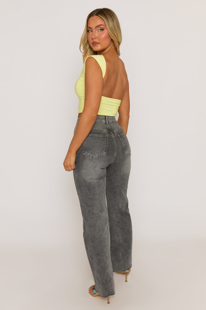Yellow Open Back Crop Top - Iona