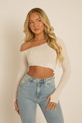 White Semi Sheer Off Shoulder Top - Carolina
