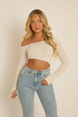 White Semi Sheer Off Shoulder Top - Carolina