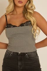 Grey Lace Bust Cami Top - Lilibet