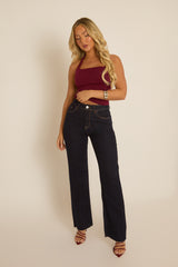 Wine Lace Trim Halter Top - Karlee