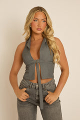 Grey Tailored Waistcoat Top - Ramona