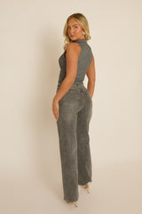 Grey Tailored Waistcoat Top - Ramona