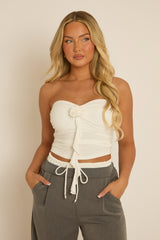 White Strapless Corsage Corset Top - Sylvie