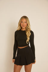 Black Cut Out Back Long Sleeve Top - Lorelai