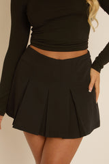 Black Pleated Mini Skort - Daphne