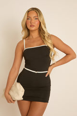 Black Contrast Cami Mini Dress - Ania