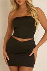 Black Bandeau and Mini Skirt Co-ord Set - Celestia