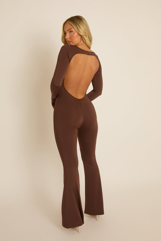 Chocolate Long Sleeve Jumpsuit - Hilda