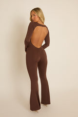 Chocolate Long Sleeve Jumpsuit - Hilda