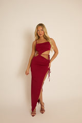 Wine Cut Out Maxi Dress - Sunny