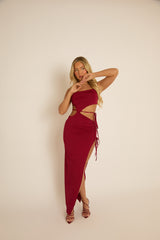 Wine Cut Out Maxi Dress - Sunny