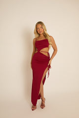 Wine Cut Out Maxi Dress - Sunny