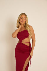Wine Cut Out Maxi Dress - Sunny