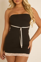 Black Lace Hem Mini Dress - Maren