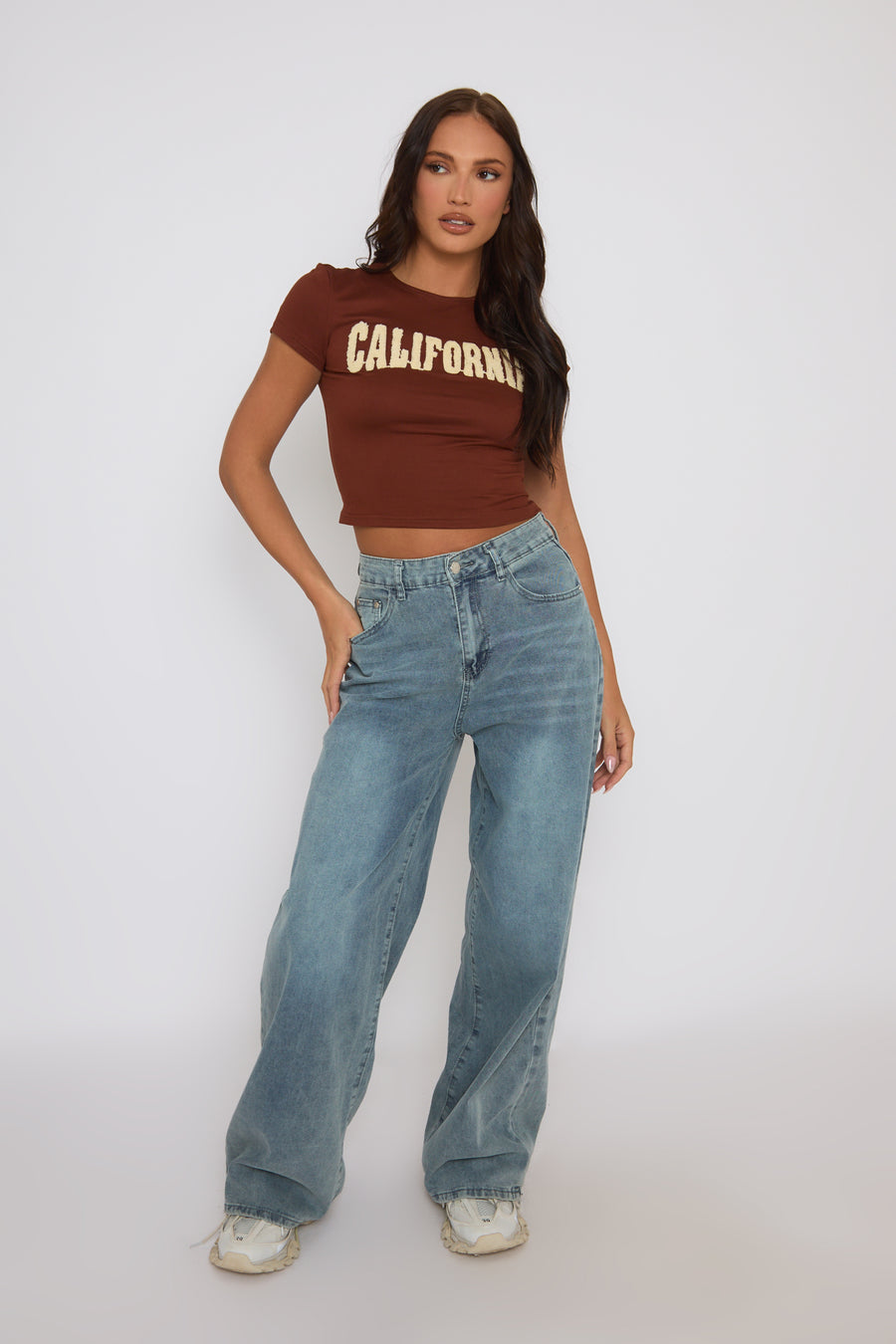 Washed Blue Wide Leg Jeans - Lilla