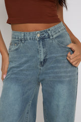 Washed Blue Wide Leg Jeans - Lilla