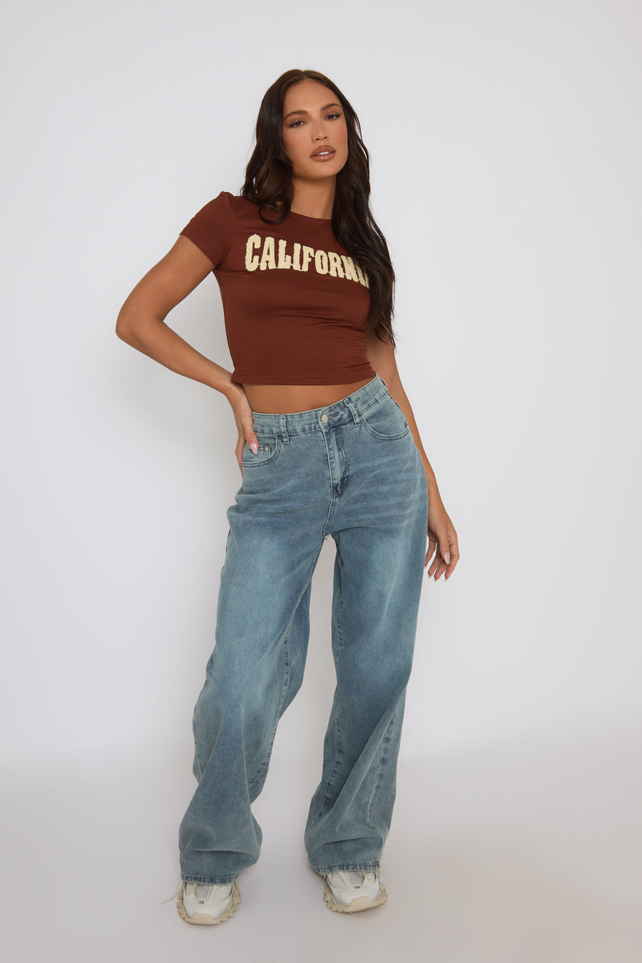 Brown California Cropped T-shirt - Elom