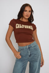Brown California Cropped T-shirt - Elom