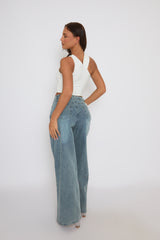 White Asymmetric Crop Top - Sidney