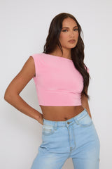 Pink Open Back Crop Top - Iona