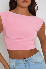 Pink Open Back Crop Top - Iona