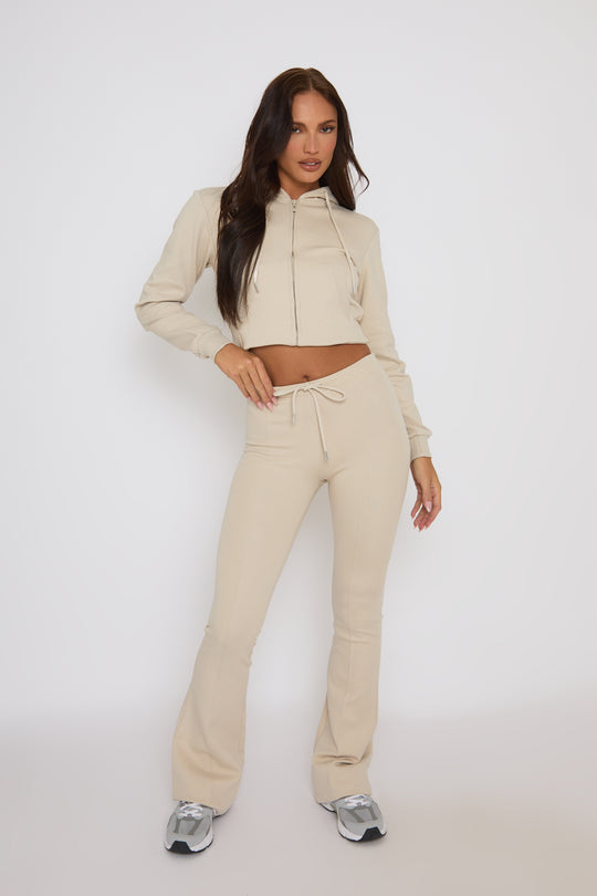 Stone Skinny Flare and Zip Through Hoody Lounge Set - Goldie