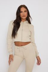 Stone Skinny Flare and Zip Through Hoody Lounge Set - Goldie
