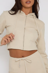 Stone Skinny Flare and Zip Through Hoody Lounge Set - Goldie