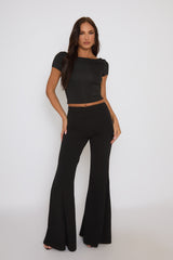 Black Seam Detail Flare Trousers - Hester