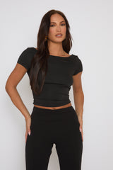 Black Drape Open Back Top - Nicola