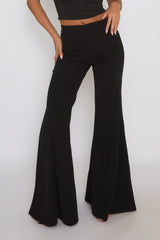 Black Seam Detail Flare Trousers - Hester