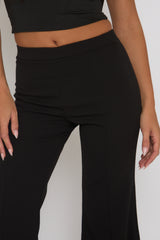 Black Seam Detail Flare Trousers - Hester