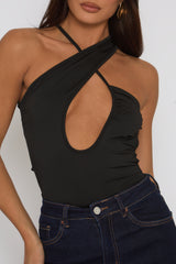 Black Asymmetric Detail Bodysuit - Gwyneth