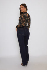 Black Contrast Lace Bodysuit - Kirstin