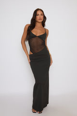 Black Mesh Cut Out Maxi Dress - Nia