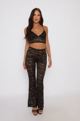 Black Lace Bralet and Flare Co-ord set - Mindi